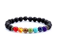 Walaka Femmes/Homme Fossil Bracelets - 7 Chakra GuéRison Perle Bracelet En Pierre Naturelle De Lave Diffuseur Bracelet Bijoux (Multicolor)