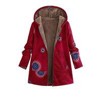 walaka Manteau Femme Hiver Grande Taille Chaud VêTements à Capuche Imprimé Poches Vintage Oversize Veste Parka
