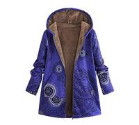 walaka Manteau Femme Hiver Grande Taille Chaud VêTements à Capuche Imprimé Poches Vintage Oversize Veste Parka