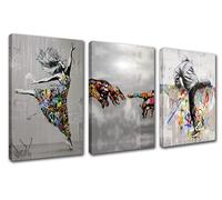 Walarky Banksy Graffiti Street Art Peintures Aamd Main de Dieu Illustration Sexy Dancing Girl Images Couple Amour Art mural 3 pièces Impression sur toile