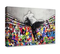 Walarky Banksy Street Art Decor Graffiti Men Peintures pour chambre à coucher derrière le rideau images nordiques 1 pièce sur toile Art mural moderne encadré prêt à accrocher Poster et impressions
