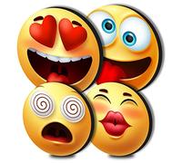 Walarky Emoji Lot de 4 cache-plaques ronds en métal pour cuisinière électrique, brûleur supérieur, protection de four à gaz, accessoires de cuisine, table de cuisson moderne, décoration de cuisine