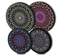 Walarky Lot de 4 Cache-Plaques Rondes en Métal Mandala pour Cuisinière Électrique et à Gaz - Accessoires et Décoration de Cuisine Moderne