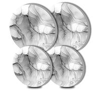 Walarky Lot de 4 couvre-plaques ronds en métal marbré noir et blanc pour plaques de cuisson électriques - Protection de four - Accessoires de cuisine modernes - Décoration de cuisine