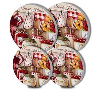 Walarky Lot de 4 couvre-plaques ronds en métal rustique cuisinière électrique, brûleur supérieur, protection de four à gaz, accessoires de cuisine, table de cuisson moderne, décoration de cuisine