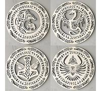 Walarky Lot de 4 décorations murales représentant la mythologie 30,5 cm Croix celtique Nœud de la Trinité Créature sacrée nordique Marteau de Thor Loup Fenrir Dragon Arbre de vie Symbole