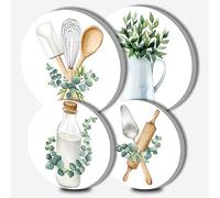 Walarky Lot de 4 housses rondes en métal pour cuisinières électriques, cuisinières, cuisinières, cuisinières, cuisinières à gaz, protection de four, accessoires de cuisine, décoration moderne