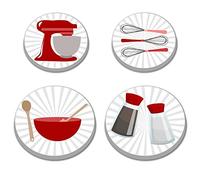 Walarky Lot de 4 housses rondes en métal pour ustensiles cuisine - Pour cuisinières électriques, brûleurs supérieurs, cuisinière à gaz, protection four, accessoires cuisine, décoration