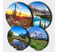 Walarky Saguaro Lot de 4 cache-plaques rondes en métal motif cactus pour cuisinières électriques, cuisinière à gaz, ustensiles de cuisine, accessoires de cuisine modernes