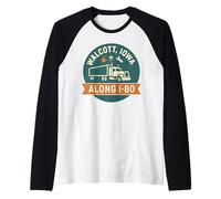 Walcott Iowa T-Shirt Along I-80 Truck Stop Vintage Graphic Manche Raglan