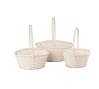 Wald Imports Lot de 3 paniers de rangement décoratifs en bambou Blanc