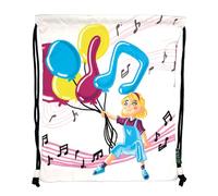 WALD Sac multifonction pour enfants, collection « Aventures heureuses », sac à dos en polyester avec cordon de serrage, pour l'école, le sport et les loisirs, dimensions 34 x 42h cm - Musique