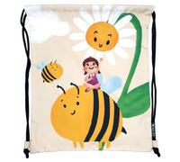 WALD Sac multifonction pour enfants, collection « Aventures heureuses », sac à dos en polyester avec cordon de serrage, pour l'école, le sport et les loisirs, dimensions 34 x 42 cm (hauteur), abeille