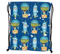 WALD Sac multifonction pour enfants, collection « Aventures heureuses », sac à dos en polyester avec cordon de serrage, pour l'école, le sport et les loisirs, dimensions 34 x 42h cm - Missile