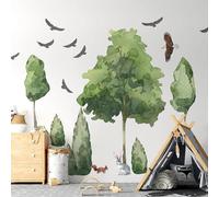 Wald Wandaukleber Sticker mural XXL Motif animaux géants arbres à feuilles caduques