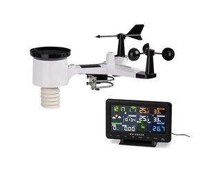 Waldbeck Huygens - Station météo professionnelle 6 en 1, 6 mesures en un coup d'oeil, Alertes météo, en direct, Indications précises, LED, WiFi, commande par app et écran couleur, noir-blanc