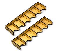 Waldfelsen® Lot de 2 porte-cartes à jouer en bois avec 6 compartiments pour cartes de taille 44 x 68 mm Convient pour les colons (convient pour les cartes de matières premières et les marchandises)