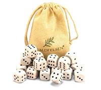 Waldfelsen® Lot de 20 cubes en bois de hêtre véritable de qualité supérieure de Waldfelsen® - Dés en bois de 16 mm - Avec sac en tissu - Blanc