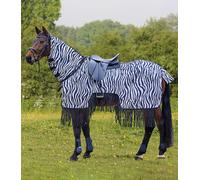 Waldhausen Couverture d'équitation anti-mouches Zebra avec franges L'effet de couleur repousse les insectes 145 cm