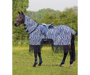 Waldhausen Couverture d'équitation anti-mouches Zebra avec franges L'effet de couleur repousse les insectes 135 cm