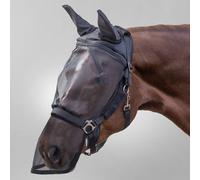 Waldhausen Masque anti-mouches Premium avec protection des oreilles et du nez Fixation au licol Noir Poney