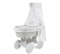 WALDIN Landau/Berceau Complet -18 modèles Disponibles,Cadre/Roues Blanc laqué,Couleur du Tissu Blanc/Points Gris