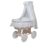 WALDIN Landau/Berceau Complet,24 modèles Disponibles,Cadre/Roues Blanc laqué,Couleur du Tissu Blanc