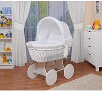 WALDIN Landau/Berceau Complet avec équipement,26 modèles Disponibles,Cadre/Roues Blanc laqué,Couleur du Tissu Blanc