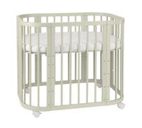 Waldin lit bébé 5 en 1, lit cododo en bois, matelas, olive | nouveau-né, ventilé, parc, lit enfant, bureau, évolutif, transformable, hauteur réglable, hêtre, bascule en option