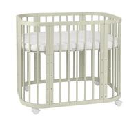 Waldin Lit Bébé 5en1, Lit Cododo en Bois, Matelas, Ventilé, Sommier Réglable en 5 Directions, Olive