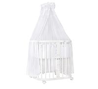 waldin Lit Bébé 7en1, Matelas et roulettes, Étagère, Blanc