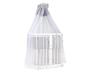 waldin Lit Bébé 7en1, Matelas et roulettes, Étagère, Blanc | Tissu Gris, Évolutif, Lit, Lit Cododo en Bois, Fonction Balancelle en Option