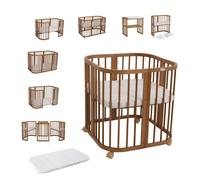 waldin Lit Bébé 7en1, Matelas et roulettes, Étagère, Vintage