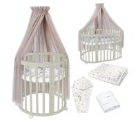 Waldin Lit Bébé Ovale 7en1 Évolutif, Matelas - Olive - Ensemble Branches Taupe inclus