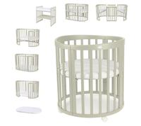 Waldin Lit Bébé Ovale 7en1 Évolutif, Matelas - Olive - Sans ensemble de tissu (lit seul)