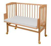 WALDIN Lit cododo pour Berceau - Hauteur réglable - Bois Naturel ou Blanc laqué,Non traité,Surface de Couchage Extra Large : L 90 x l 55