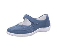 Waldläufer 496325 191 263 Denim Nubuck Leather Womens Wide Fit Mary Jane Shoes 39 Denim