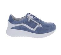 Waldläufer 617002-501-693 K-Janka Baskets avec semelle intérieure interchangeable en nubuck Combiné jean/blanc/argenté Largeur K Bleu, bleu, 39 EU Large