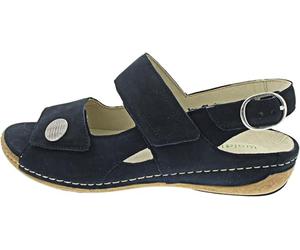 Waldläufer Dames de Sandale Heliett 342002-191-217 Denver Bleu, Taille 37-41, échangeables, Cuir Nubuck, Largeur H de Large,