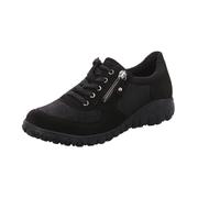Waldläufer Havy H89001-001 Orthotritt Chaussures pour femme Chaussures confortables à lacets en cuir/textile (Denver Kaleido stretch) Noir, Noir , 38.5 EU