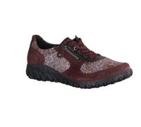 Waldläufer Havy H89001-020 Bordo Nuba Chaussures à lacets avec semelle amovible pour femme Chaussures à lacets confortables en cuir et textile Rouge (Order Birch stretch/gree), rouge, 38 EU