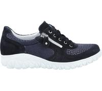 Waldläufer Havy H89001-302 Orthotritt Damen, Chaussure basse, Dk-blau, cuir/stretch, - Chaussures à lacets confortables pour dames, bleu, cuir/textile (order giraffestretch )