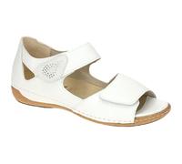 Waldläufer Heliett Sandales 342H80-301-150, blanc latte, Porto (cuir lisse) avec stretch, largeur H, semelle intérieure amovible bleue, bleu, 40 EU Large