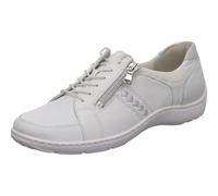 Waldläufer Henni 496054-211-663 Chaussures basses avec semelle ProAktiv en cuir lisse Blanc avec détails argentés Largeur H Blanc, Blanc., 40.5 EU Large