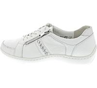Waldläufer Henni 496054-211-663 Chaussures basses avec semelle ProAktiv en cuir lisse Blanc avec détails argentés Largeur H Blanc, Blanc., 42 EU Large