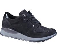 WALDLÄUFER Hiroko-Soft Femme Sneakers en cuir noir, extra large H, semelle intérieure OrthoTritt