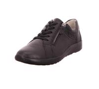 Waldläufer Ira Chaussures basses à lacets en cuir lisse pour femme Chaussures de sport unies Noir, Noir , 39 EU