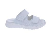 Waldläufer Mules H-Joline 756501-106-211 en cuir lisse légèrement brillant, blanc et argenté, semelle intérieure souple interchangeable blanche, Blanc., 41 EU Large