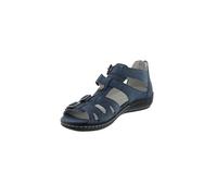Waldläufer Sandales à lanières pour femme - En cuir nubuck - Confortables - Pour les loisirs - Bleu uni - Jeans - Fermeture Velcro - Confortables, denim, 40 EU