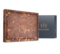 WALDLAND Planche à découper Premium en bois de grande taille 40 x 30 x 3 cm I en bois d'acacia robuste I planche à découper en bois pour la cuisine I planche à découper épaisse avec rainure à jus I